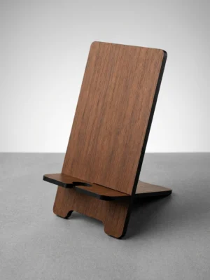 Ceviz MDF Telefon Standı - Geçmeli Masaüstü Telefon Tutucu