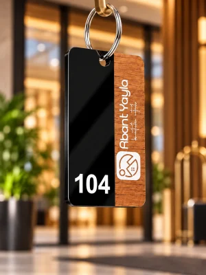 ahşap otel anahtarlığı
