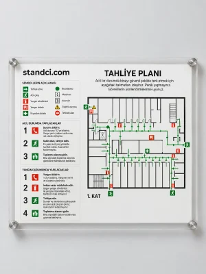 Pleksi Tahliye Planı Panosu