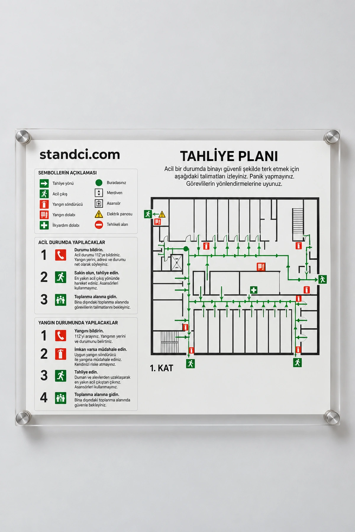 Pleksi Tahliye Planı Panosu