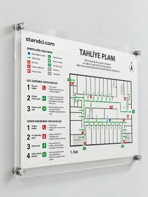 Pleksi Tahliye Planı Panosu