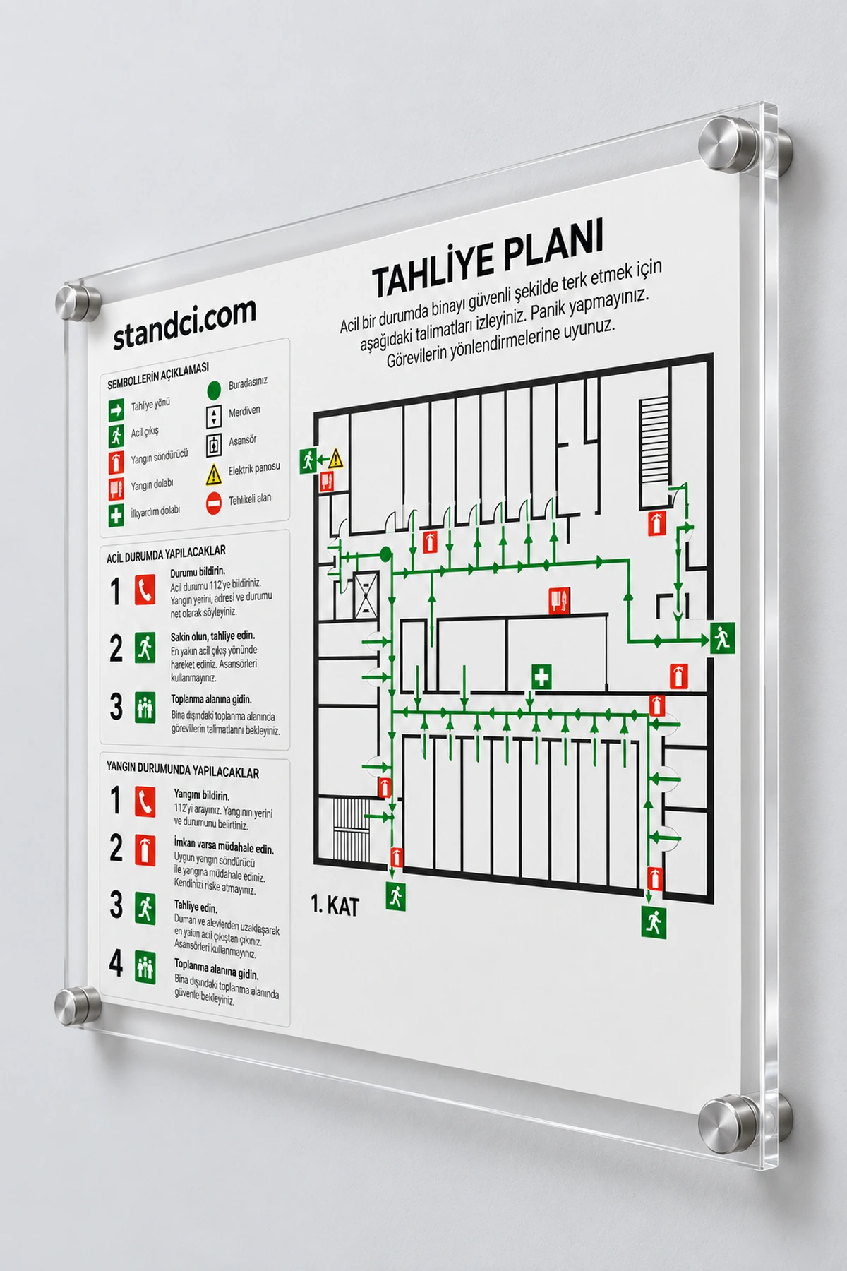 Pleksi Tahliye Planı Panosu