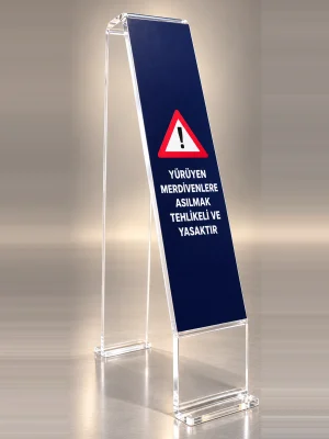 Pleksi Yürüyen Merdiven Uyarı Standı Pleksi Yürüyen Merdiven Uyarı Standı