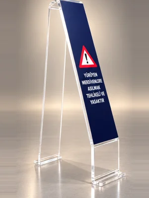 Pleksi Yürüyen Merdiven Uyarı Standı